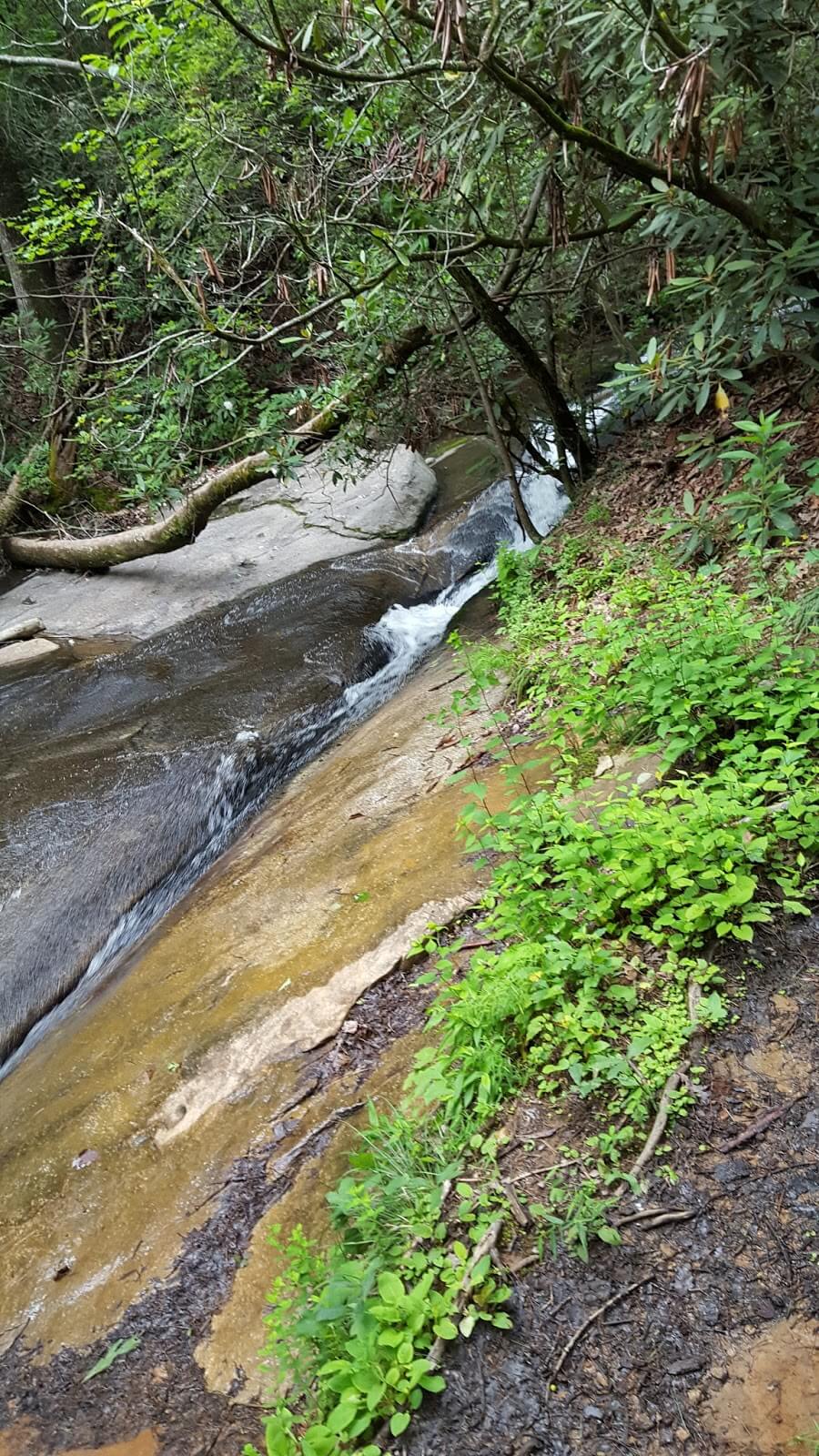 View of water flowing over rocks