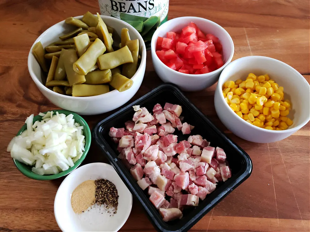 Ingredients for preparing Italian green beans southern style