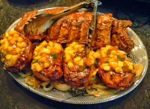 Spicy BBQ Pork Chops with Mango Chutney