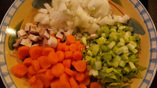 Diced vegetables for soup