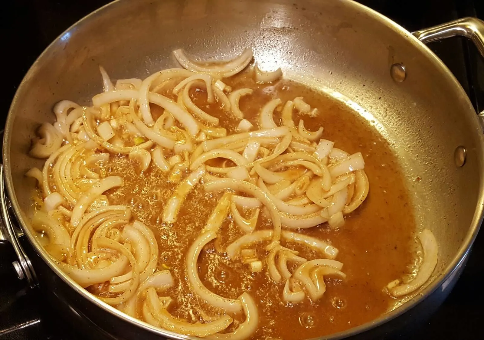 Sliced Onion saute for smothered pork chops