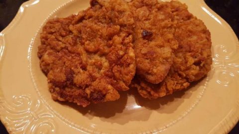 crock pot chicken and stuffing/dredge with flour and brown