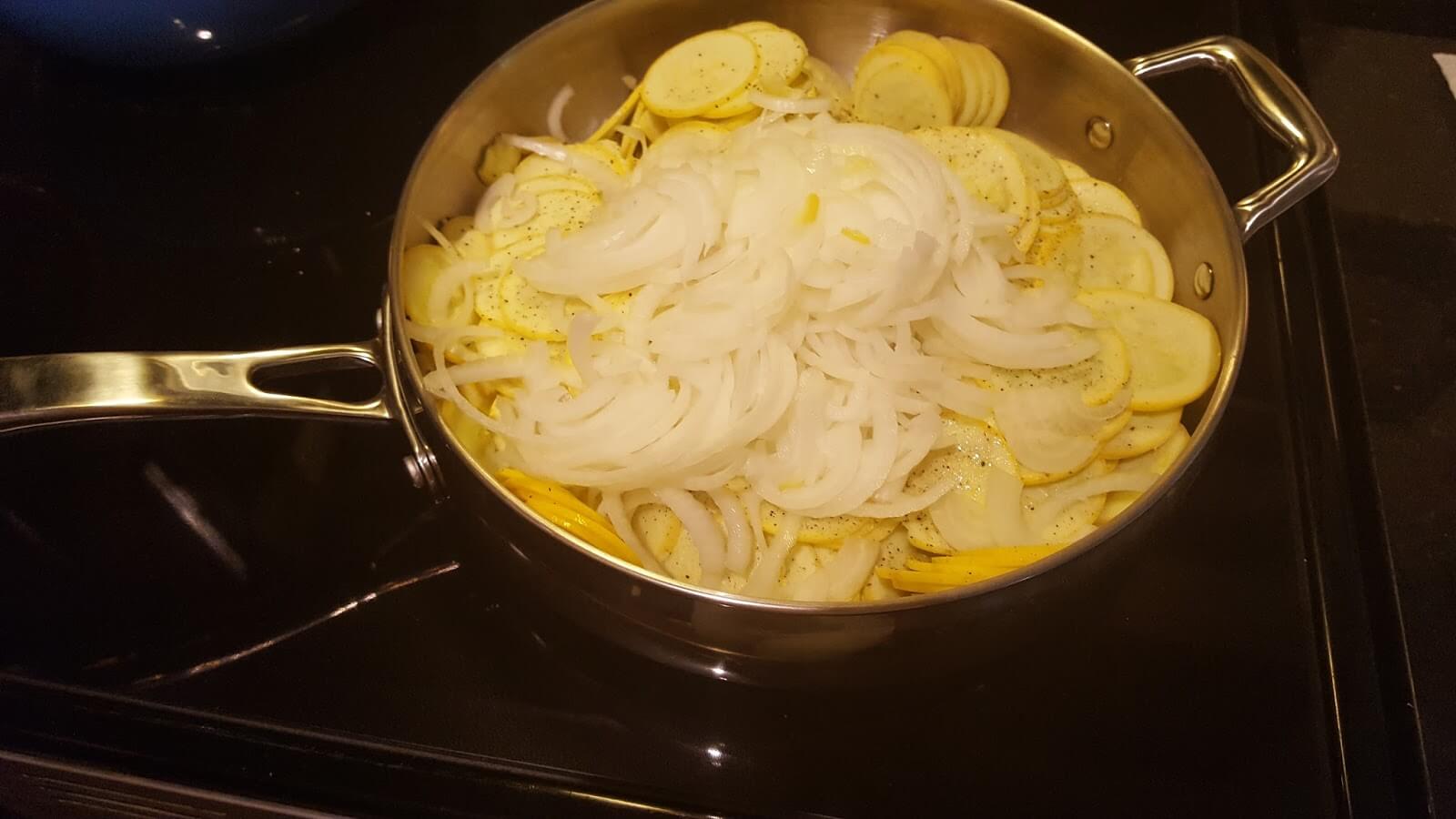 Saute Squash and Onion in a Biltmore Stainless Skillet for Casserole