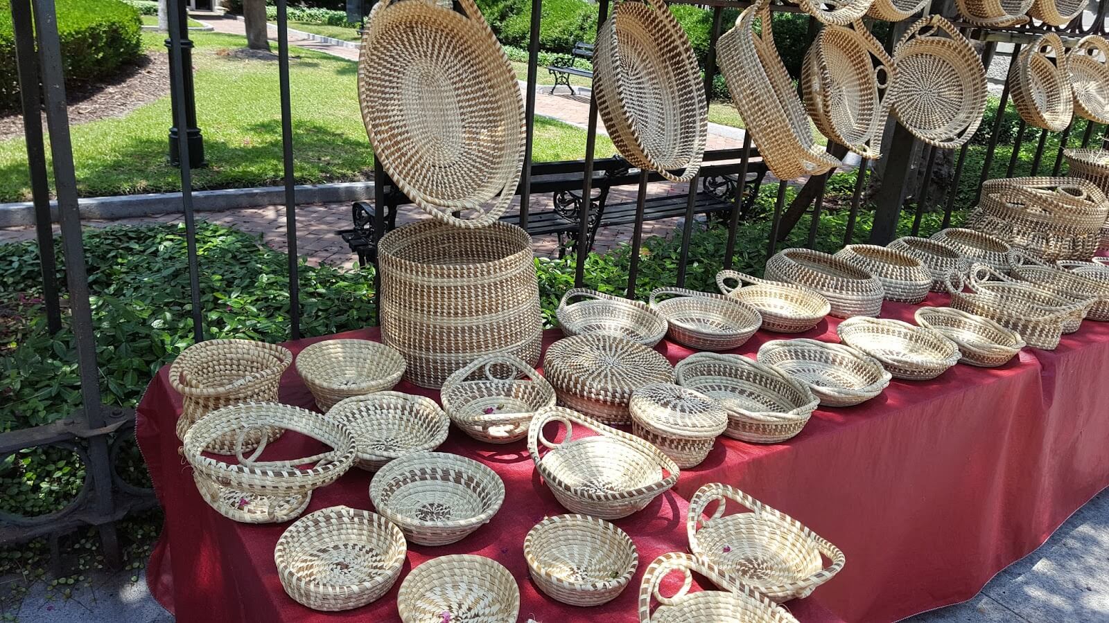 Lowcountry of Charleston SC - sweet grass baskets made by the descendants of the enslaved African people. Geechee Gullah culture 