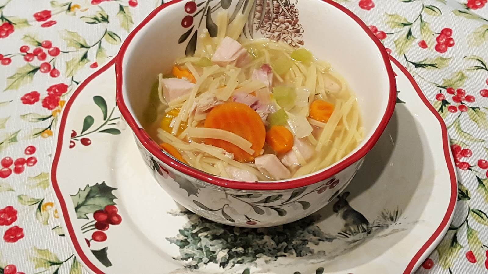 Turkey Noodle Soup made with leftover Thanksgiving Turkey