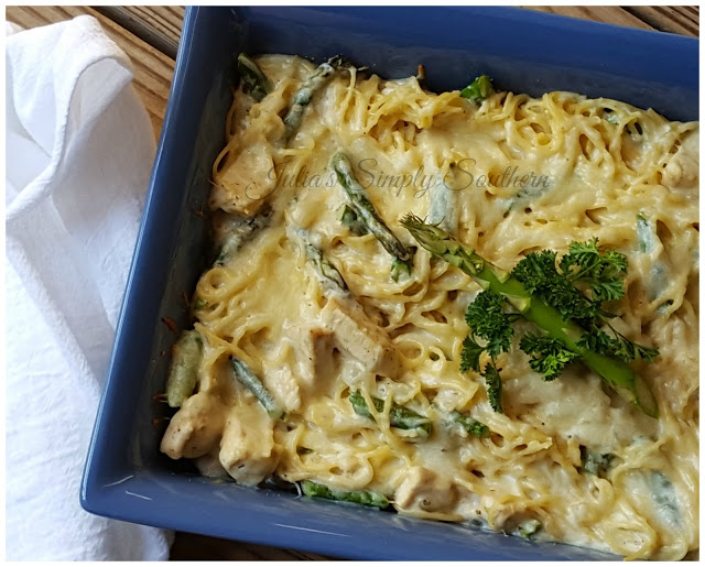 Chicken & Asparagus Spaghetti Bake