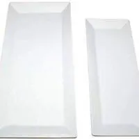 Large Rectangular Serving Platters - Set of 2 Trays, White Porcelain Ceramic Platter Sizes 15" x 7" and 12" x 5"
