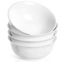 DOWAN 24 Oz, Porcelain Bowls, Deep Bowls for Soup, Cereal, Salad, Set of 4, White