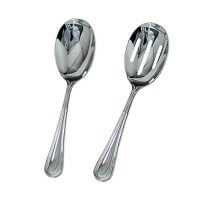 Stainless Steel Solid and Slotted Banquet Serving Spoon Set - 11 1/4" inch