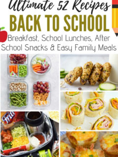 The ulitmate collection of back to school recipes. 52 Best Ever breakfast ideas, healthy school lunches, after school snacks and quick and easy family meal recipes to get you through the year ahead #BacktoSchool #breakfast #lunch #healthy #easyrecipes #snacks #familydinner