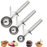 Cookie Scoops Set of 3, Excellent 18/8 Stainless Steel Ice Cream Scoop Set, Perfect for Cookie, Ice Cream, Cupcake, Muffin, Meatball