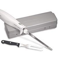 Hamilton Beach Electric Knife for Carving Meats, Poultry, Bread, Crafting Foam & More, Storage Case & Serving Fork Included, White (74250R)