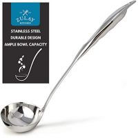 Zulay Premium 12 Inch Stainless Steel Ladle with Attractive Mirror Finish - Soup Ladle with Long Handle and Ample Bowl Capacity Perfect for Stirring, Serving Soups and More - Heavy-Duty Metal Ladle