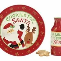 Burton & Burton Cookies For Santa Christmas Gift Set With Plate & Milk Bottle, Red