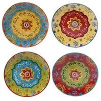 Tunisian Sunset Dinner Plates, Set of 4, Multicolored
