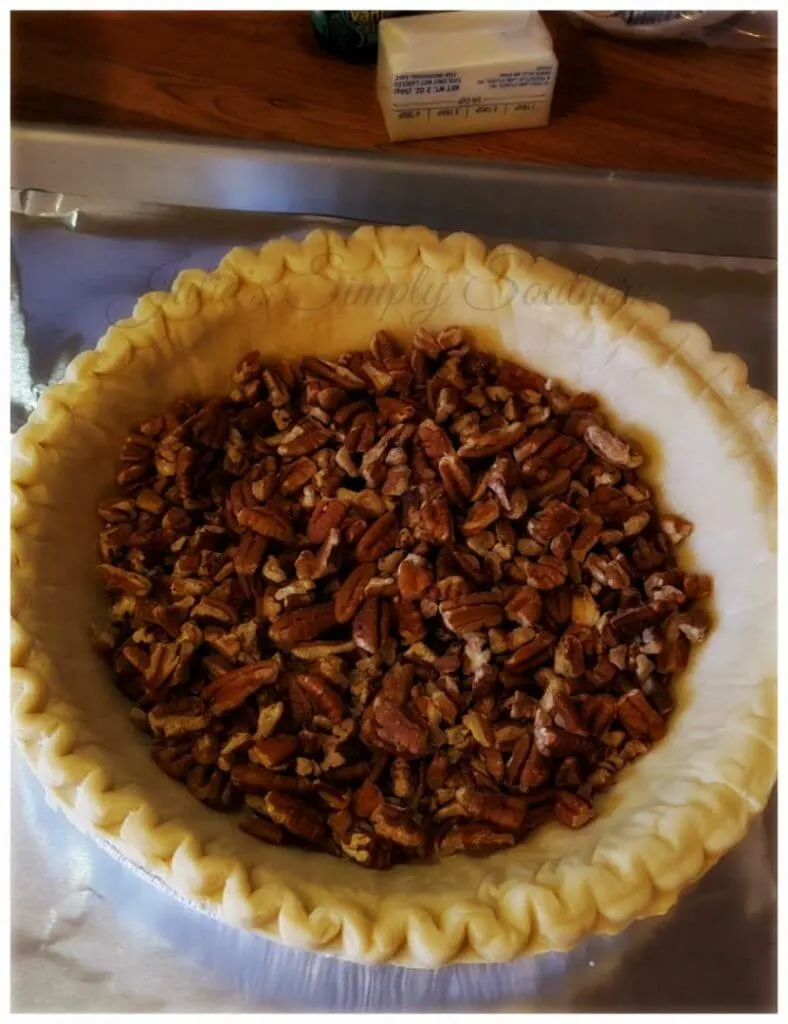 Pecans in a pie shell