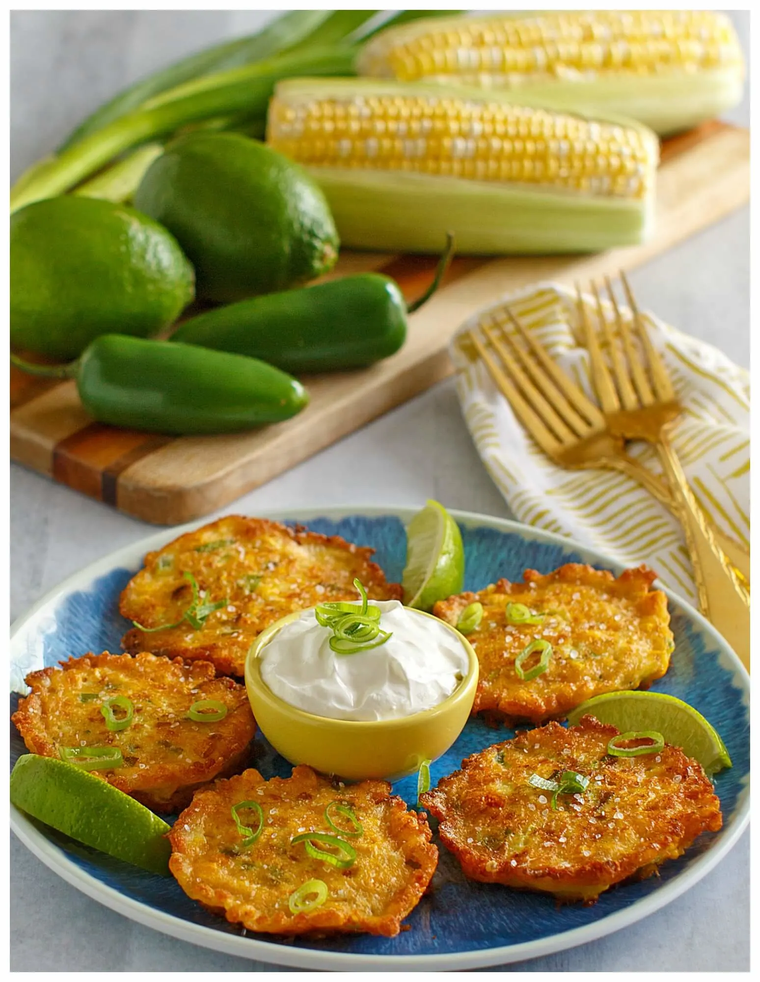 Parmesan Cheese Corn Fritters with fresh corn kernels