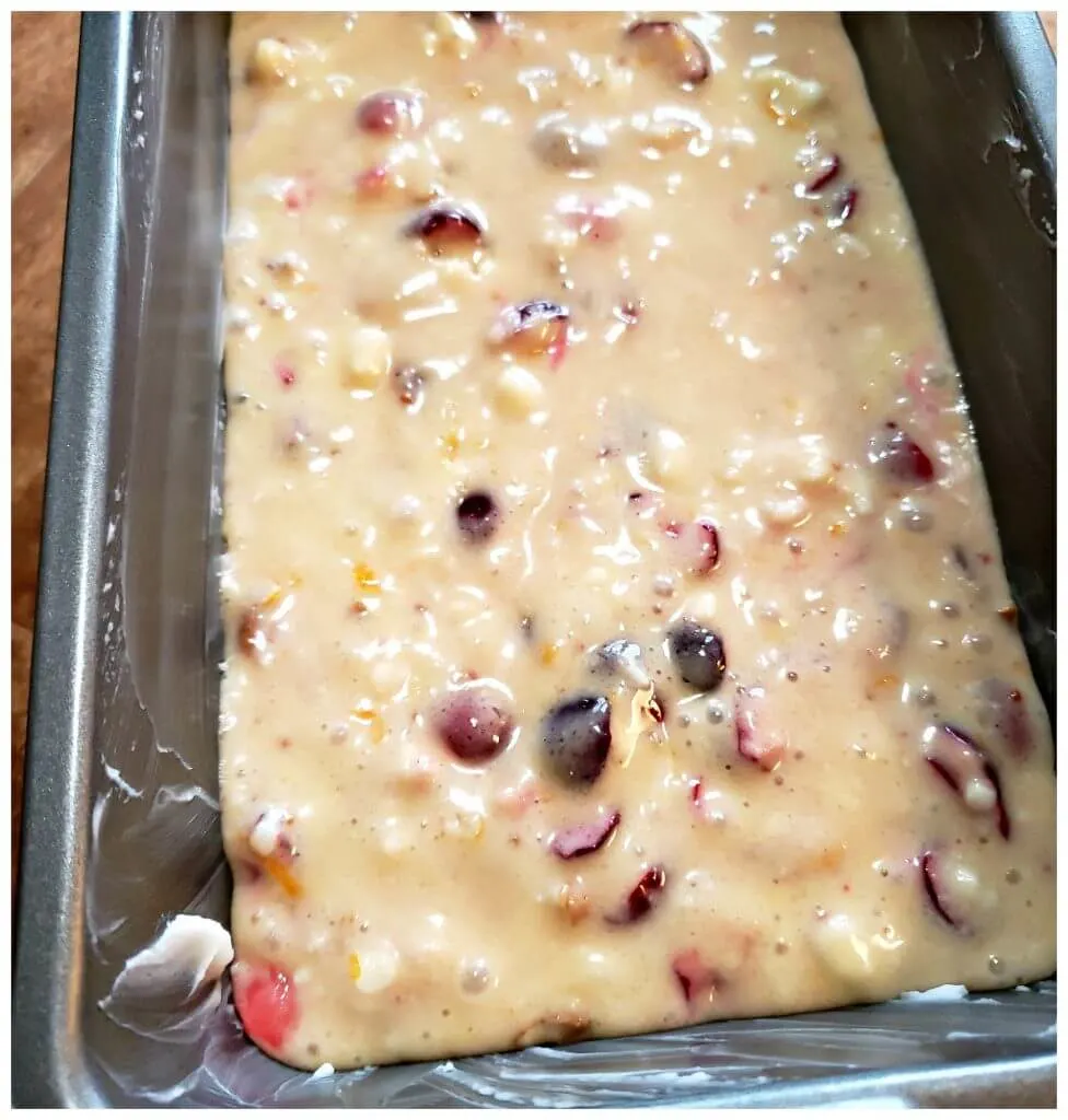 Batter in bread baking pan