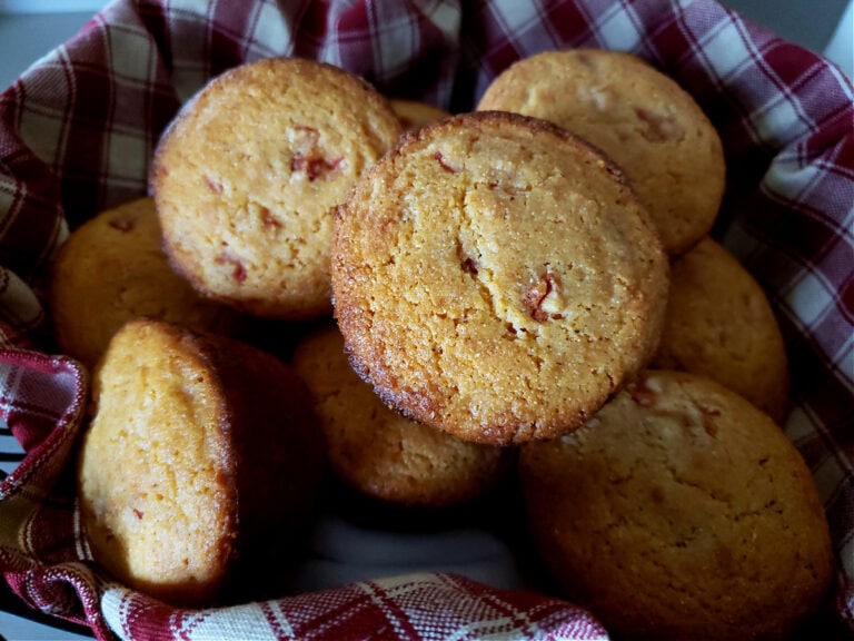 Appalachian Tomato Corn Muffins Recipe in a bread basket