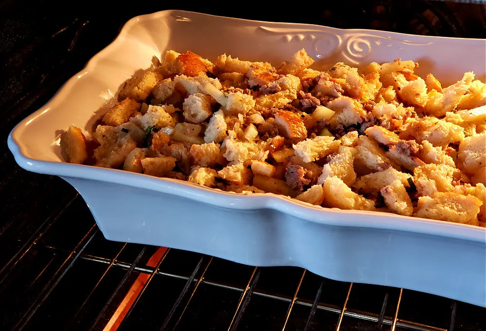 Baking the holiday stuffing
