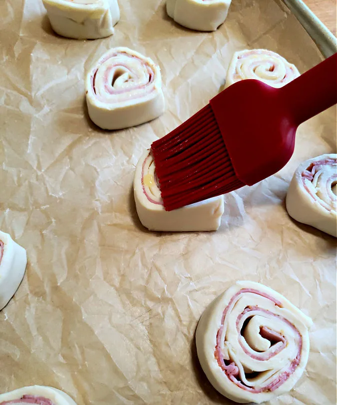 brush puff pastry with melted butter