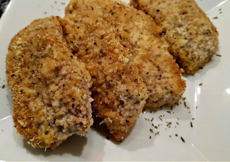 Baked breaded pork chops