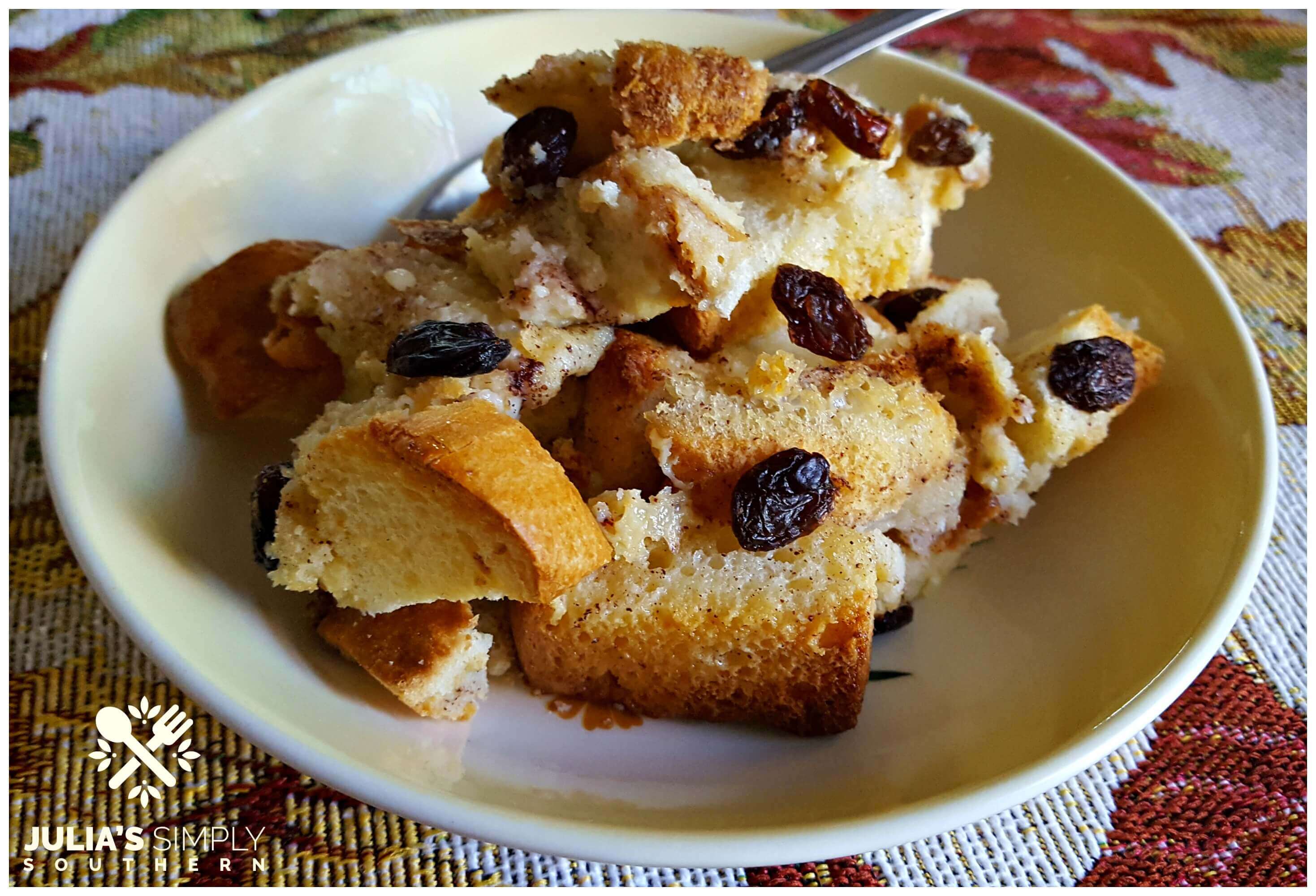 Basic Bread Pudding In A Yellow And White Bowl Easy Julias Simply Southern 