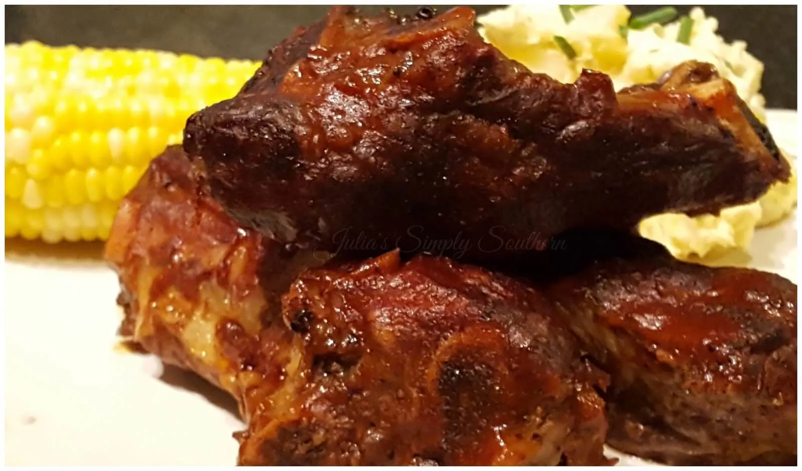 Oven baked beef ribs with barbecue sauce