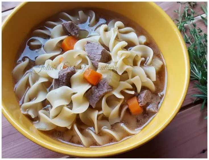 beef noodle soup in a flavorful broth