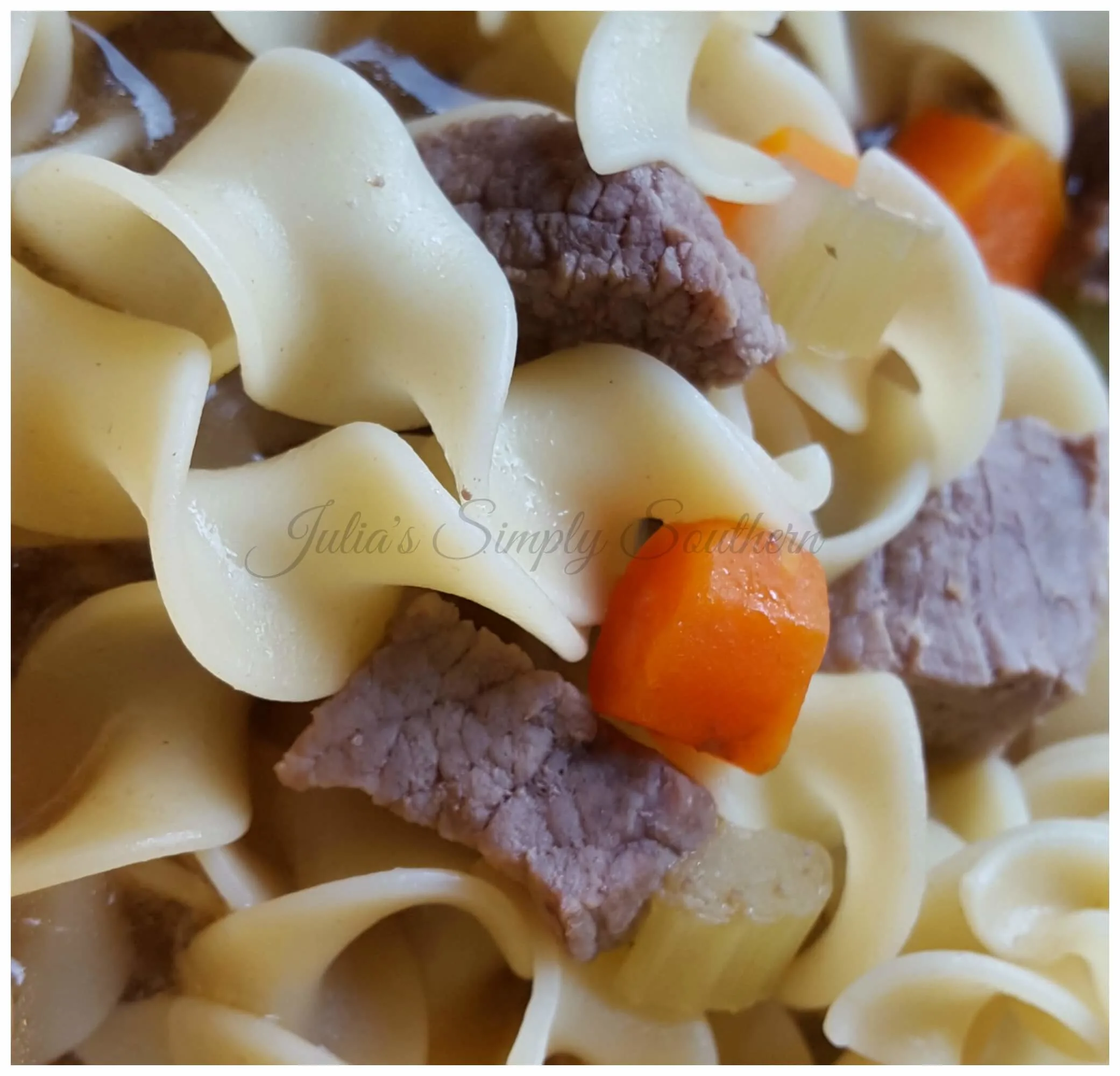 Beefy Noodle Soup with carrots