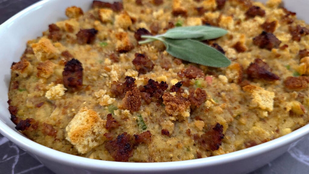 Fresh baked cornbread stuffing