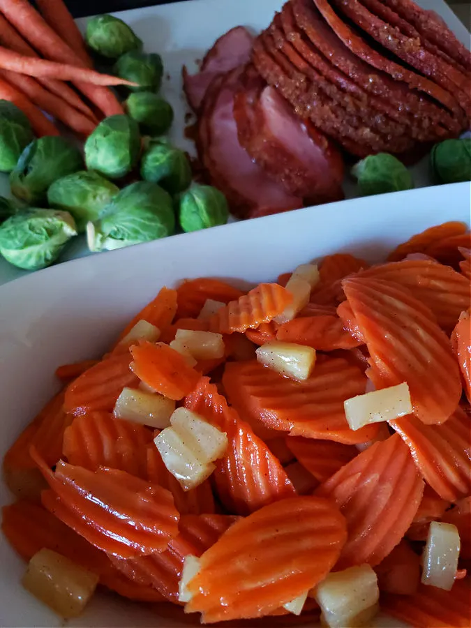 Serving dish of carrots for an Easter dinner