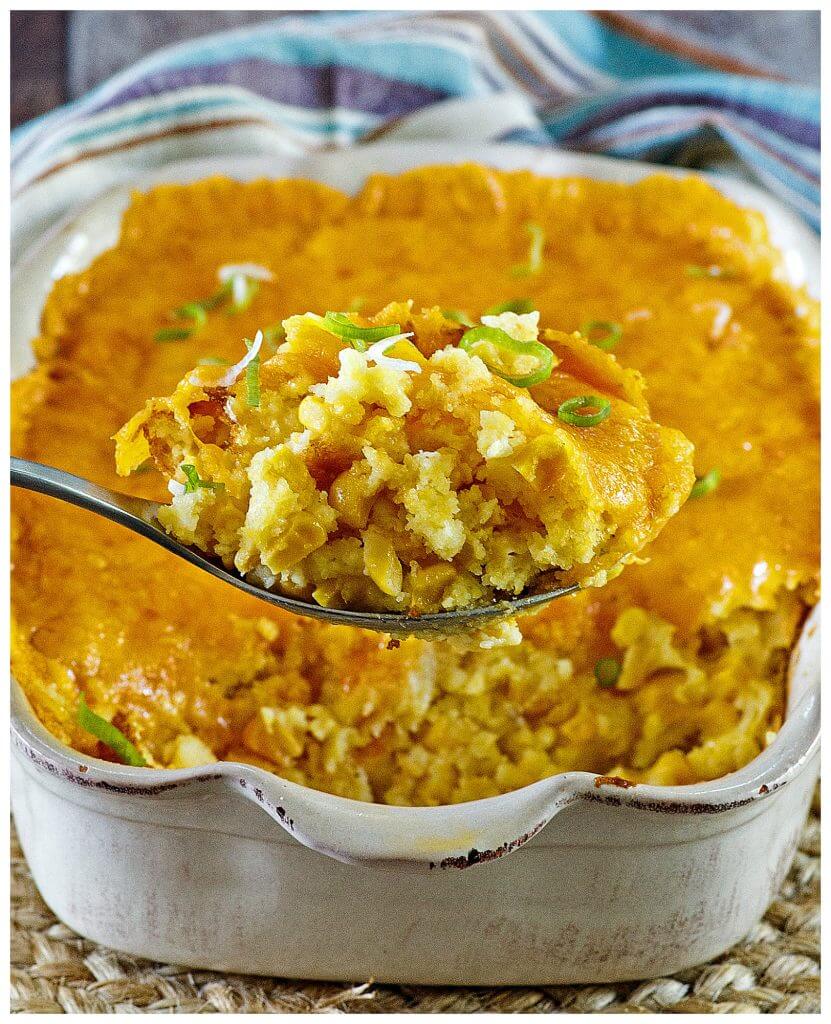 Delicious old fashioned baked Southern Corn Casserole with Cheese
