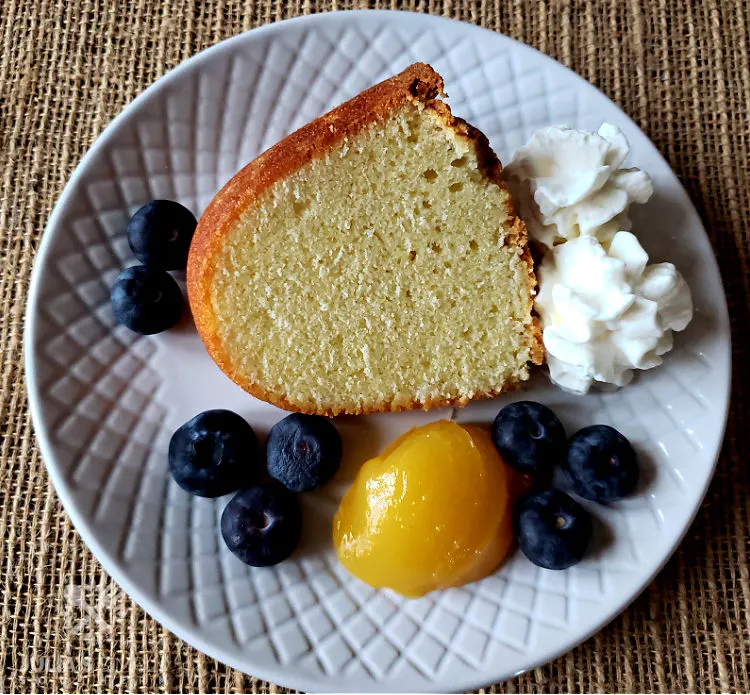 Pound Cake from scratch - slice on a plate - paula