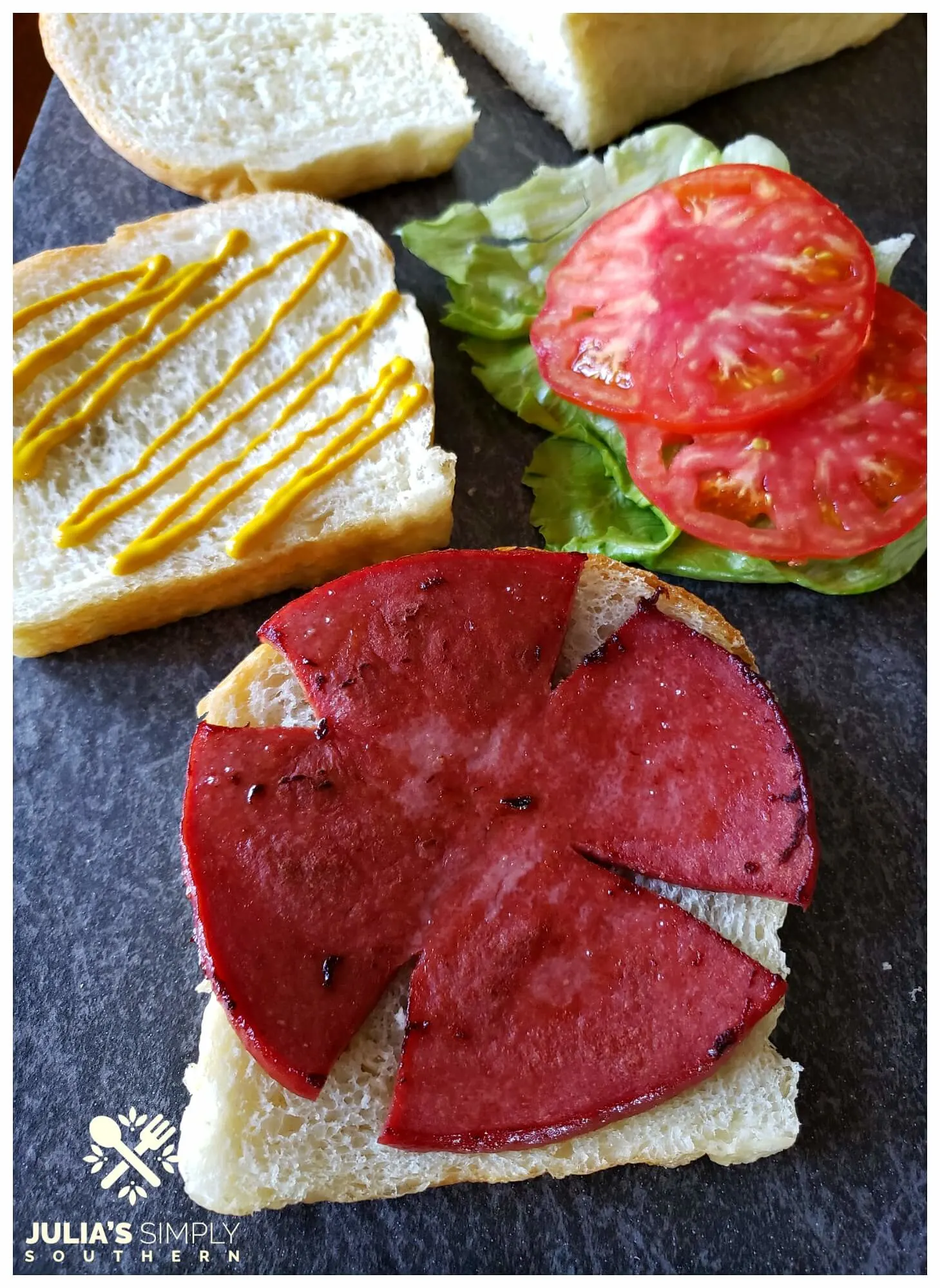 Gourmet fried bologna sandwich