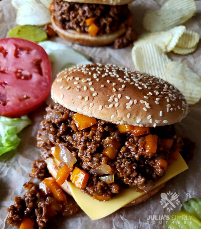 Sloppy Joe loose meat sandwiches with homemade sauce