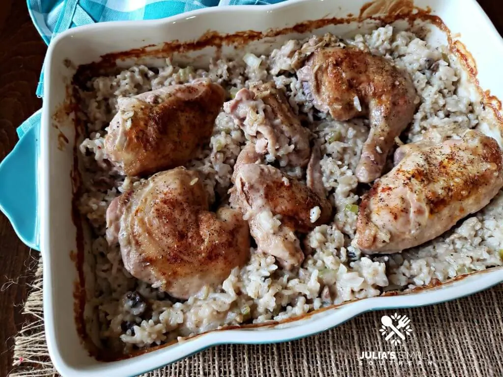 Wonderful baked chicken and rice casserole dinner