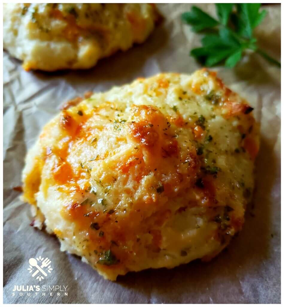 Buttery Cheesy Biscuits brushed with an herb melted butter