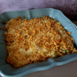 an old fashioned asparagus casserole made with fresh asparagus spears with cracker crumbs topping