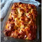 The BEST ever Country Ham Breakfast Casserole recipe, with Clifty Farm Country Ham Biscuit Slices