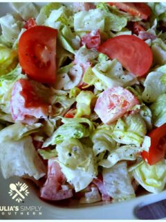 Old school mayonnaise salad with lettuce and tomatoes is a Southern favorite recipe