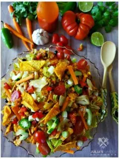 Amazing Dorito taco salad with Catalina dressing is the best taco salad for a crowd