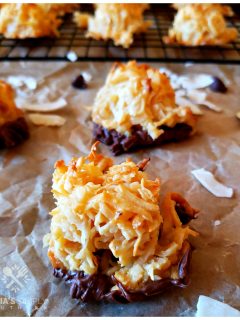 Easy Coconut Macaroons Recipe chocolate dipped