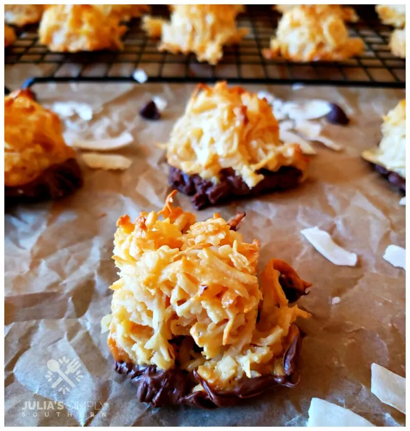 Easy Coconut Macaroons Recipe chocolate dipped