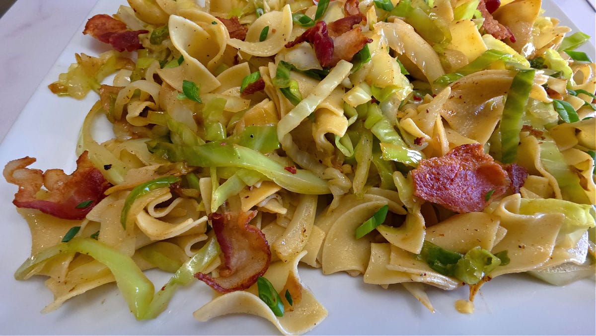 Fried Cabbage and Noodles Recipe with Bacon