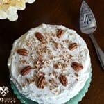 Hummingbird Cake on a green jade platter and silver server