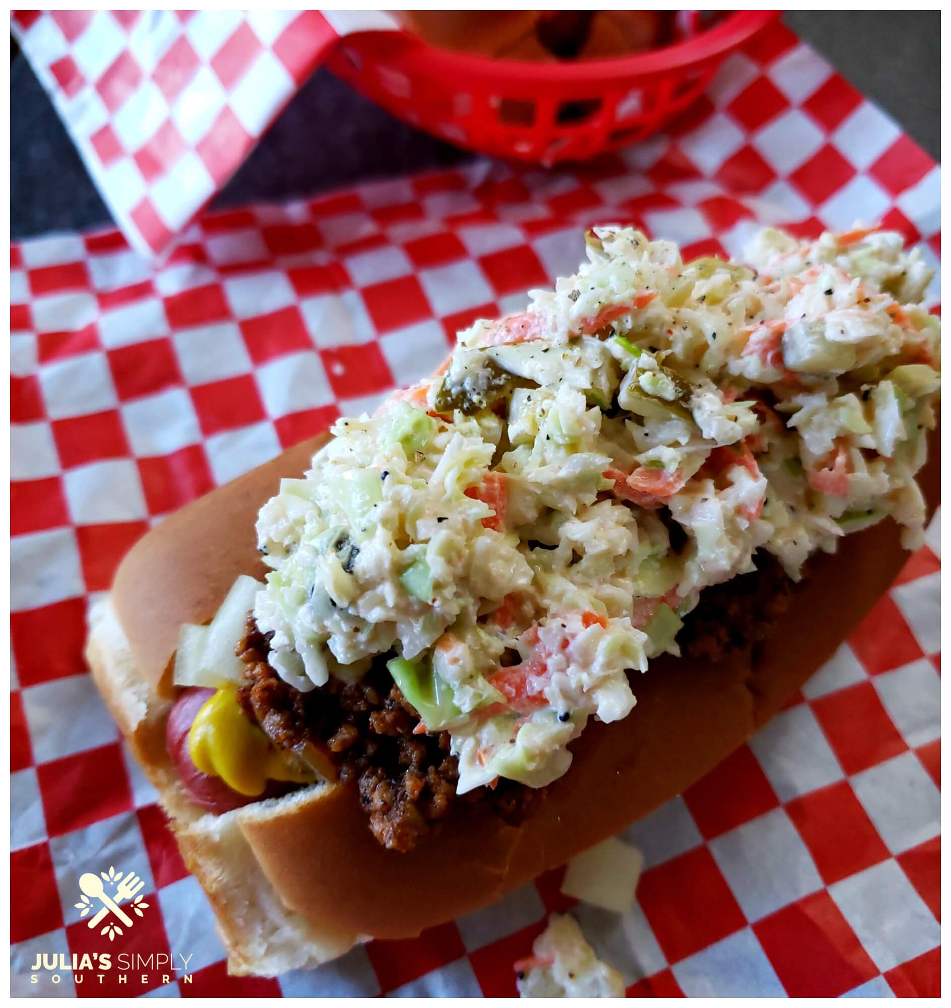 Carolina Slaw Dog Recipe Julias Simply Southern