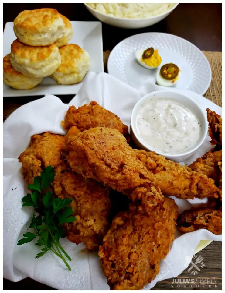 Grandmama's Southern Fried Chicken Recipe in a skillet