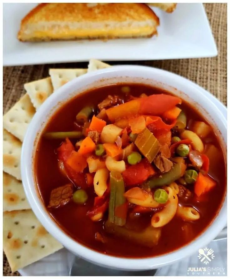 4 Ingredient Homemade Soup in a white soup bowl