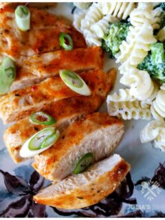 Low Carb Ranch Mix Baked Chicken topped with scallions